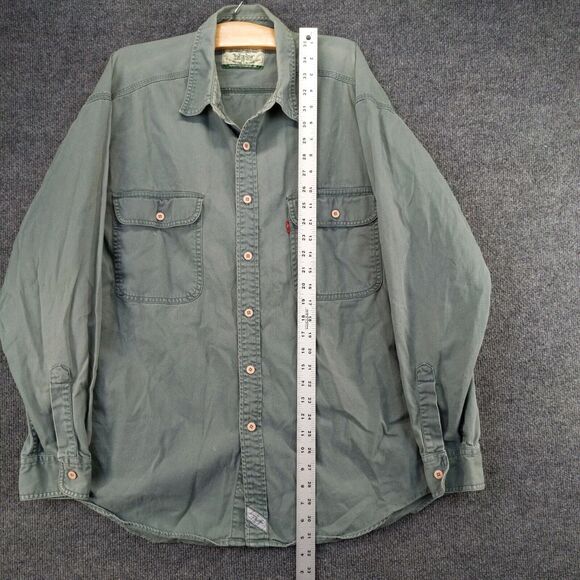 Vintage Levi's Button Up Shirt Mens XL Gray Long Sleeve Pockets Logo - Picture 10 of 12